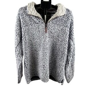 True Grit Frosty Tipped Pullover Gray 1/4 Zip‎ Fleece Jacket Mens L